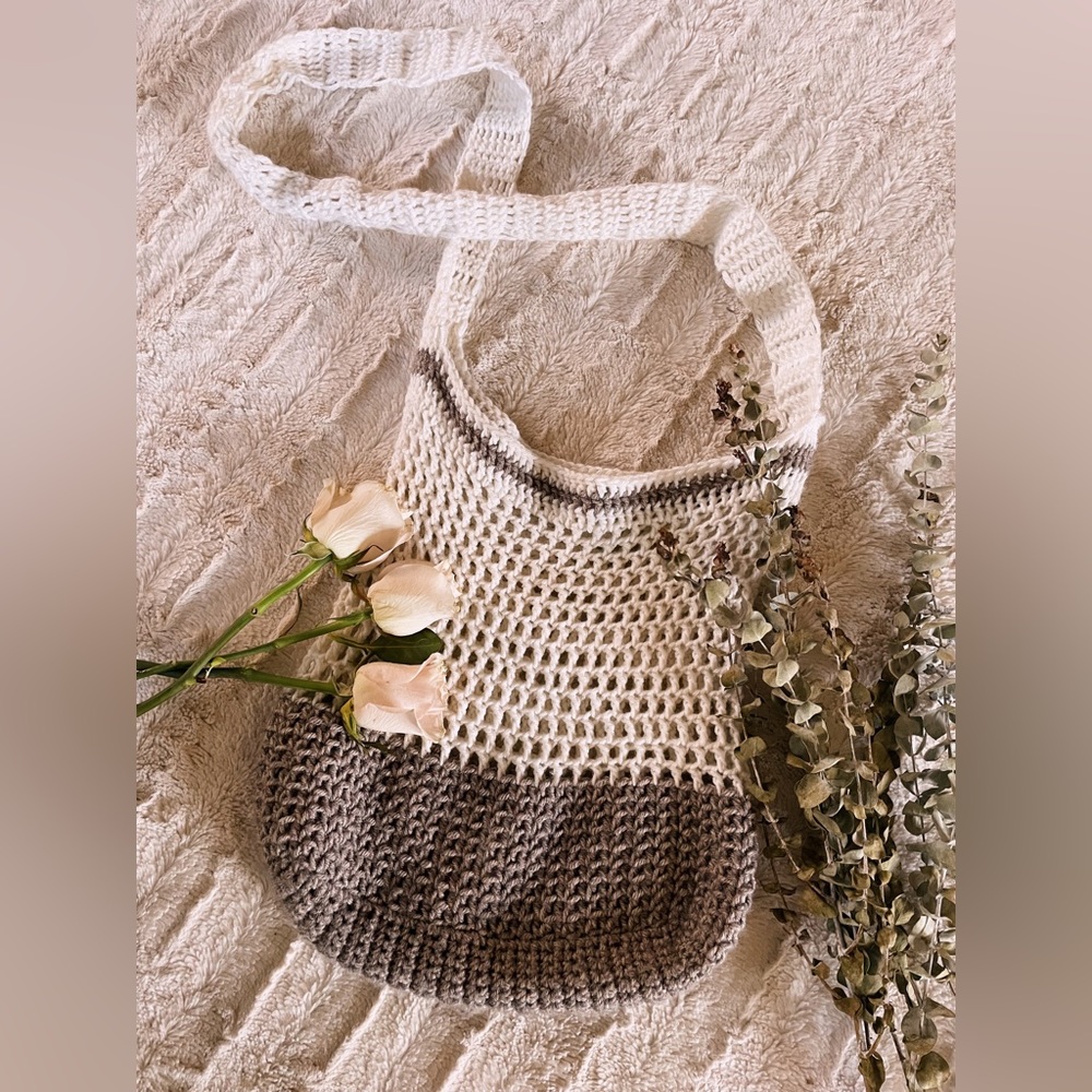 Handmade Crochet Crossbody Farmers Market Tote Bag large